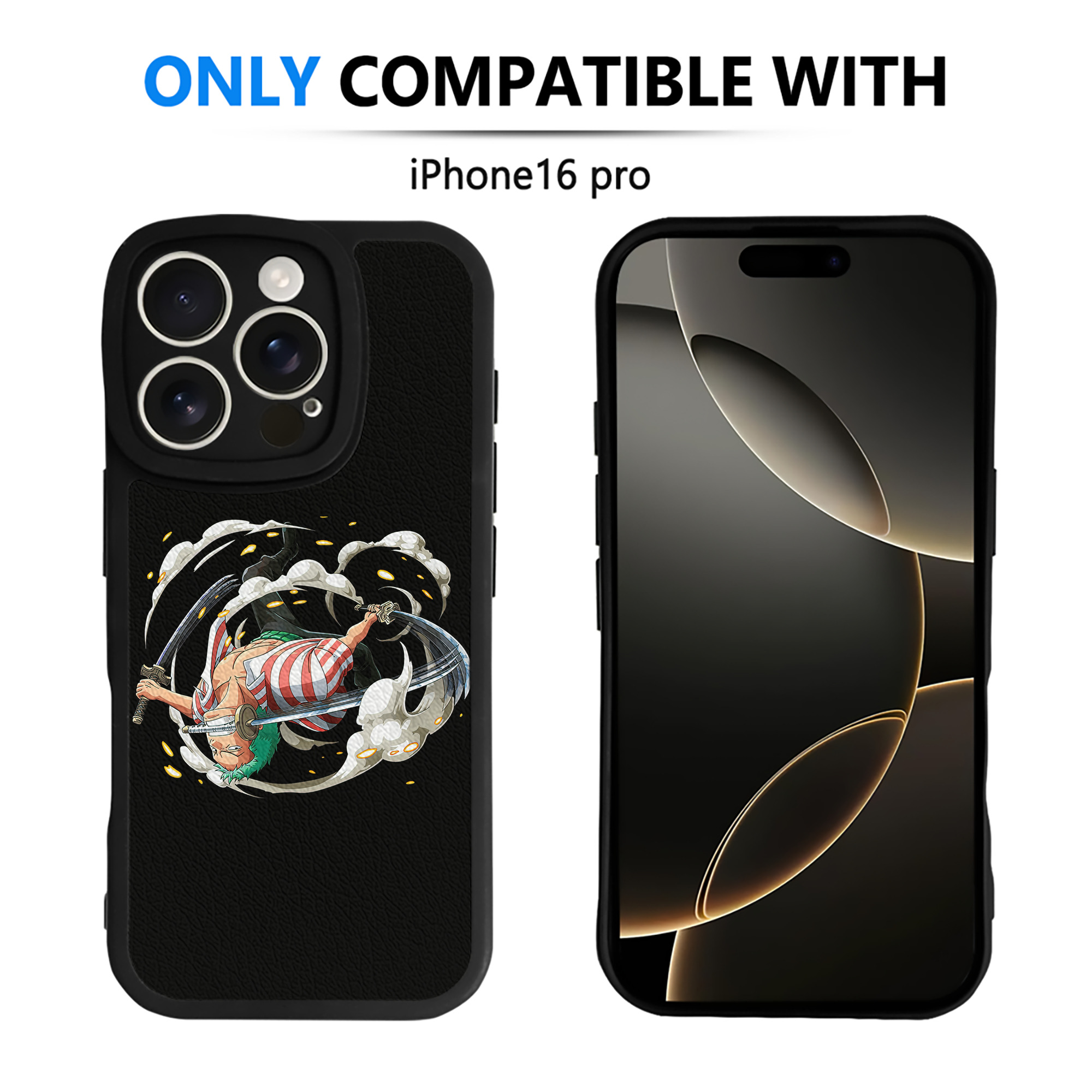 （画像用） ワンピース ロロノア・ゾロ ONE PIECE Roronoa Zoro 【iPhone 16シリーズ対応】シリコンスマホケース（レザー調） 材質：シリコン